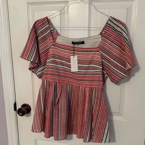 Sugar Lips Striped Peasant Top - NWT - Size S